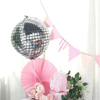 15" Mirrored Silver Disco Ball Mylar Reusable Foil Helium Air Balloon