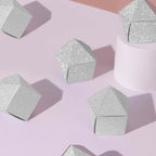 25 Pack 2"x3" Geometric Silver Glitter Wedding Favor Candy Gift Box