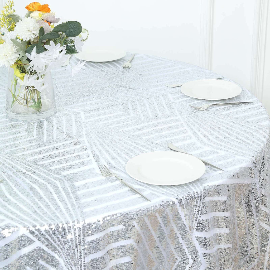 Sequin 72" Table Overlay Square Tablecloth Silver - Diamond Glitz Table Cover