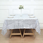 Sequin 72" Table Overlay Square Tablecloth Silver - Diamond Glitz Table Cover