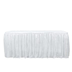 Sequin 17ft Table Skirt Silver - Pleated Satin With Top Velcro Strip
