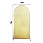 7ft Champagne Shimmer Tinsel Spandex Chiara Backdrop Stand Cover For Fitted Round Top Wedding Arch