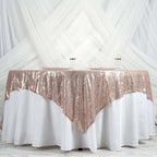 Sequin 90"x90" Table Overlay Square Tablecloth Blush - Sparkly Table Cover