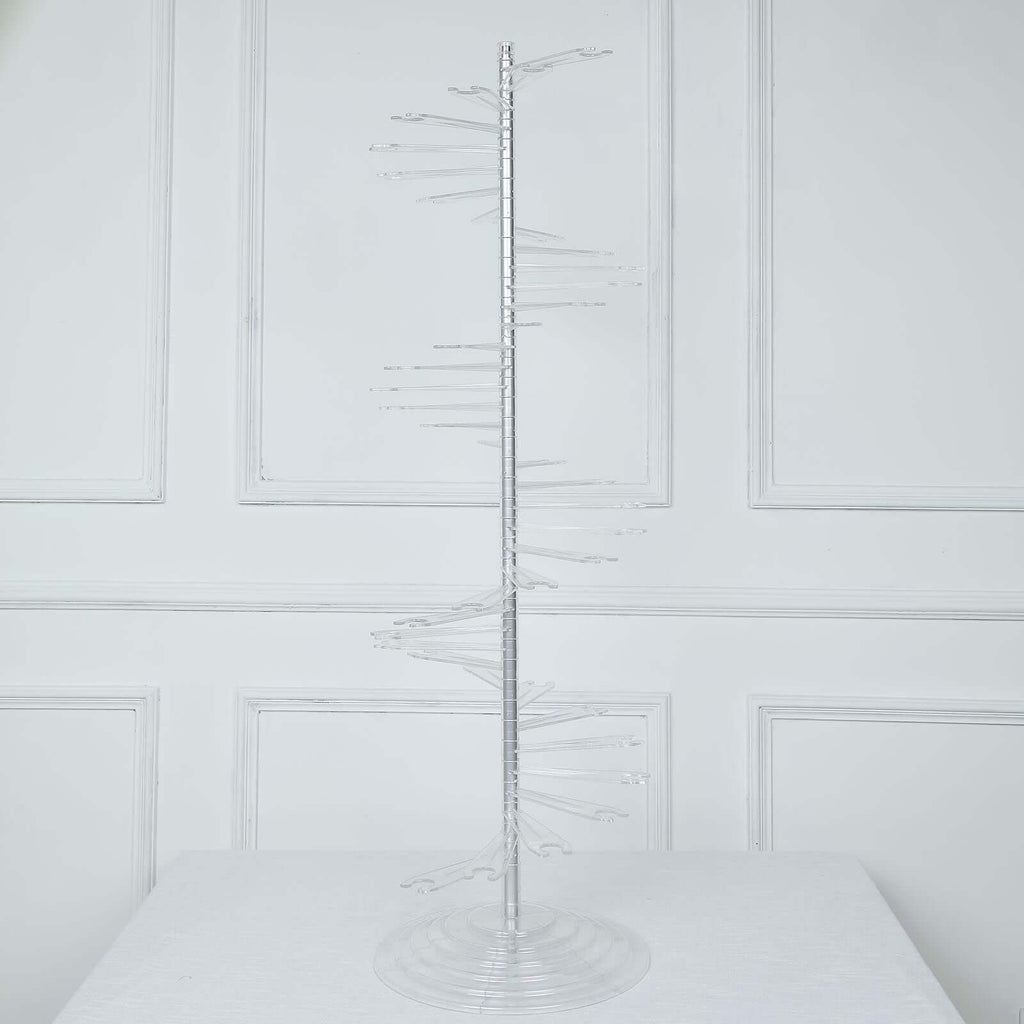 Champagne Glass Holder Tower Clear Acrylic Spiral Design - Flute Display Rack Cocktail Tree Stand with 40 Holders for Professional & Home Use 4.5ft