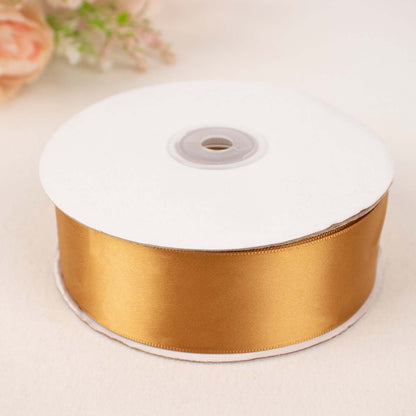 50 Yards 1.5" Gold Single Face Decorative Satin Ribbon