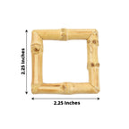 4 Pack Natural Bamboo Wooden Square Napkin Rings, Rustic Boho Chic Napkin Holders