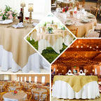 Jute Burlap 60"x60" Square Overlay Tablecloth Natural - Rustic Design for Authentic Charm