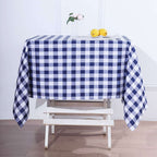 Polyester 54"x54" Square Tablecloth White/Navy Blue - Checkered Buffalo Plaid Design for Casual Table Settings