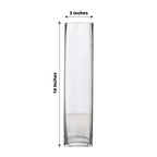 12-Pack Glass Cylinder Vases Square Clear - Durable Heavy Duty Floral Centerpieces for Weddings 14"