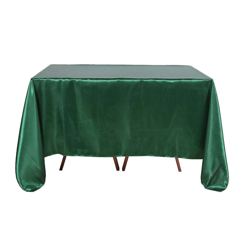 Satin 90"x90" Table Overlay Square Tablecloth Hunter Emerald Green - Smooth Finish Table Topper