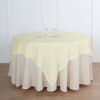 Linen 72"x72" Table Overlay Square Tablecloth Ivory - Slubby Textured Wrinkle-Resistant Design for Stylish Occasions