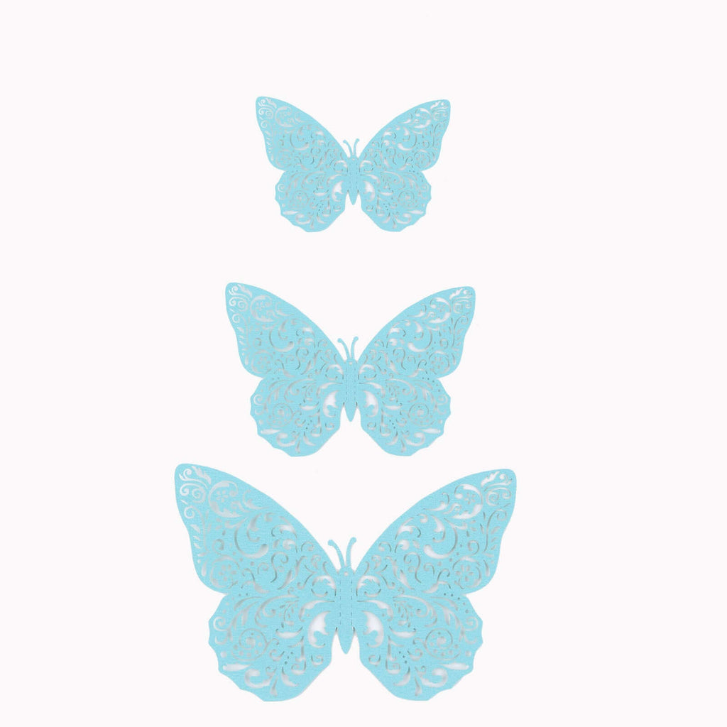 12-Pack 3D Butterfly Wall Decals, DIY Removable Mural Stickers Turquoise Cake Decorations Eye-Catching Design