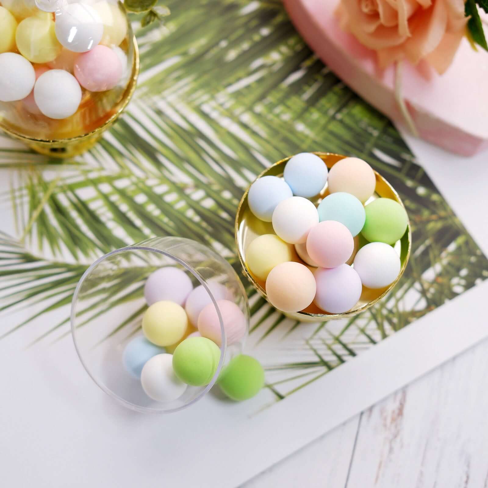 12-Pack Fillable Mini Pedestal Candy Container Clear/Gold - Decorative Candy Treat Favor Boxes with Dome Lid 4"