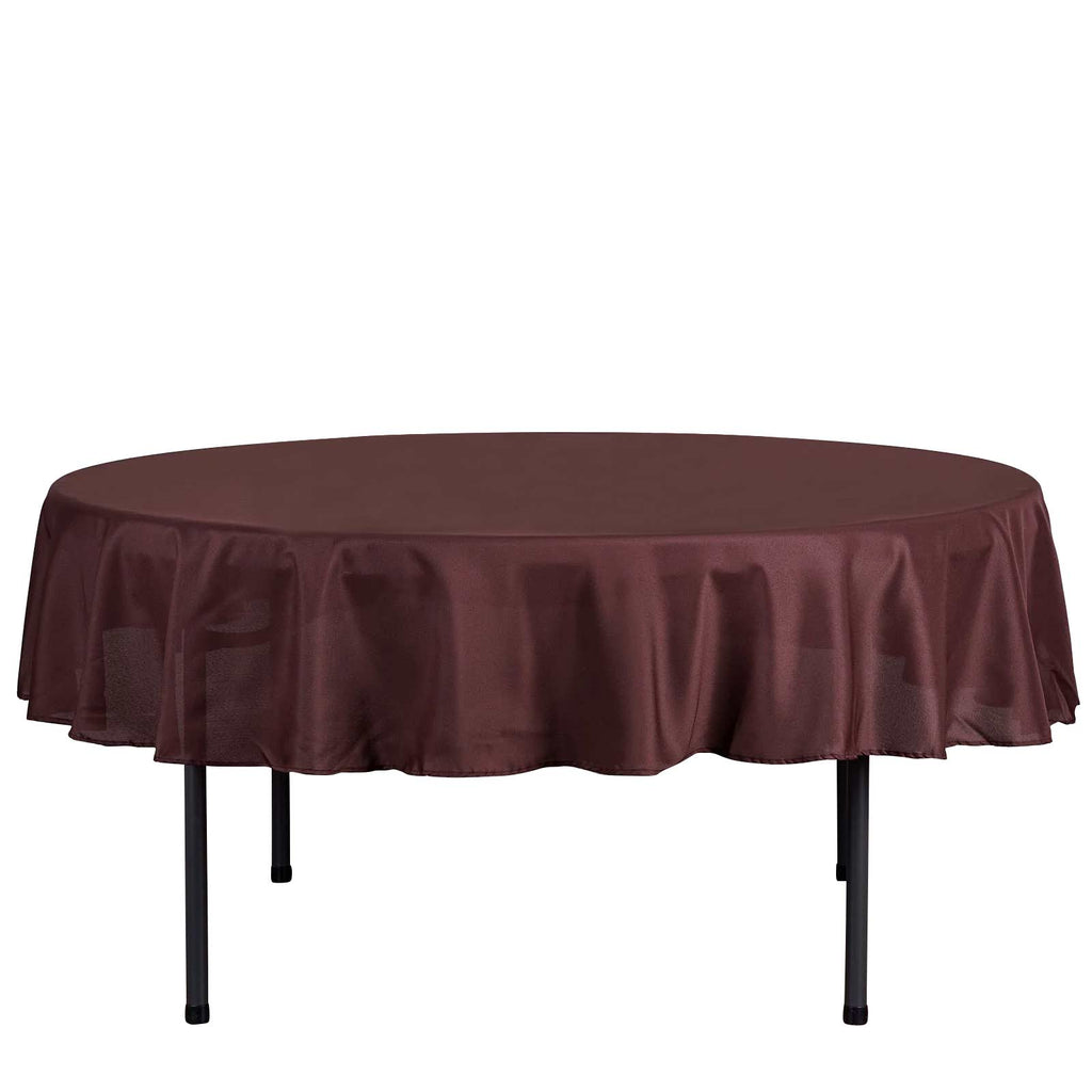 Polyester 90" Round Tablecloth Chocolate - Stain & Wrinkle-Resistant Table Cover