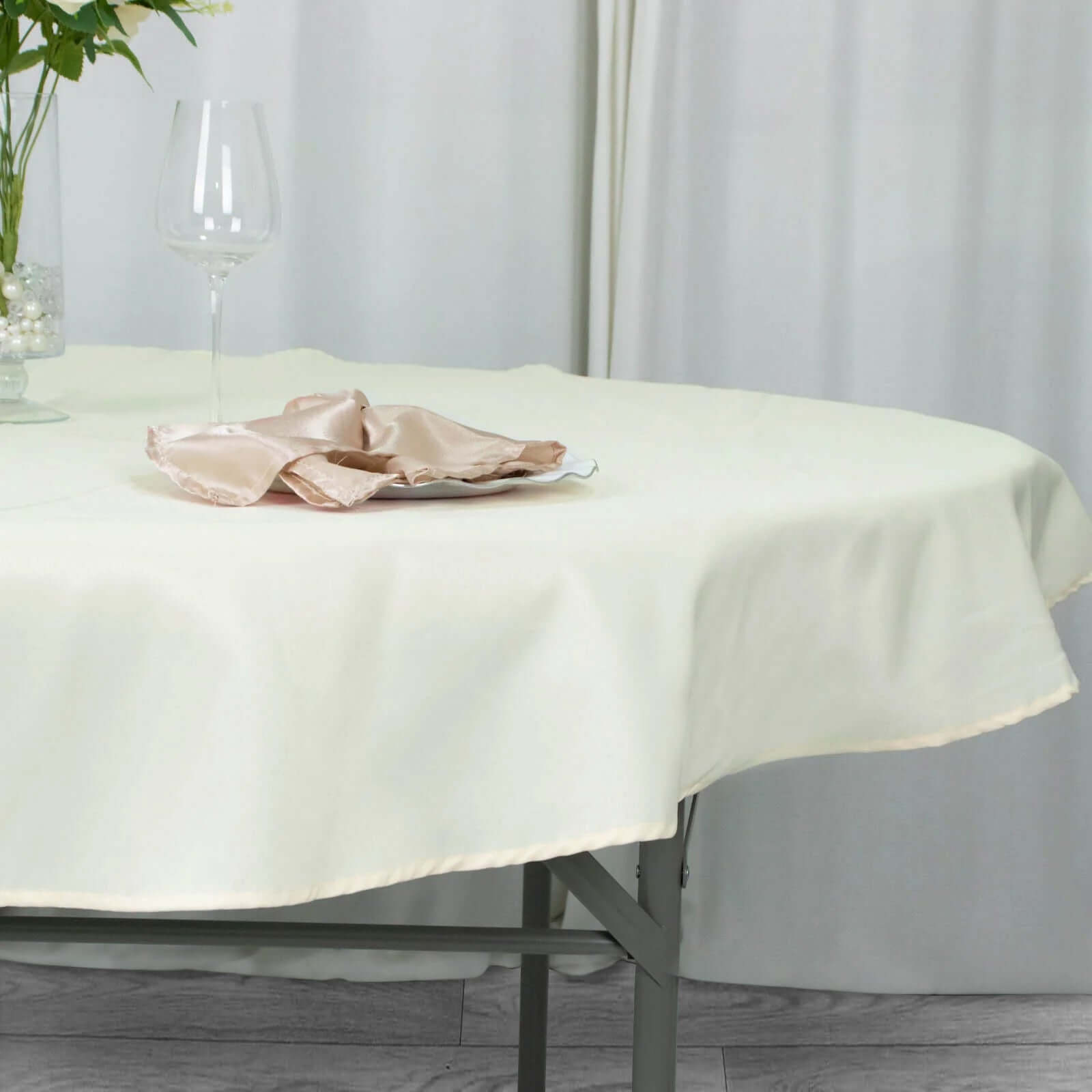 Premium Polyester 70" Round Tablecloth Ivory - Stain and Wrinkle-Resistant 220GSM Table Cover