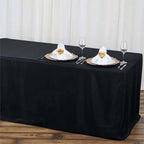 Fitted Polyester 72"x30" Rectangle Tablecloth Black - Sleek and Durable for Events
