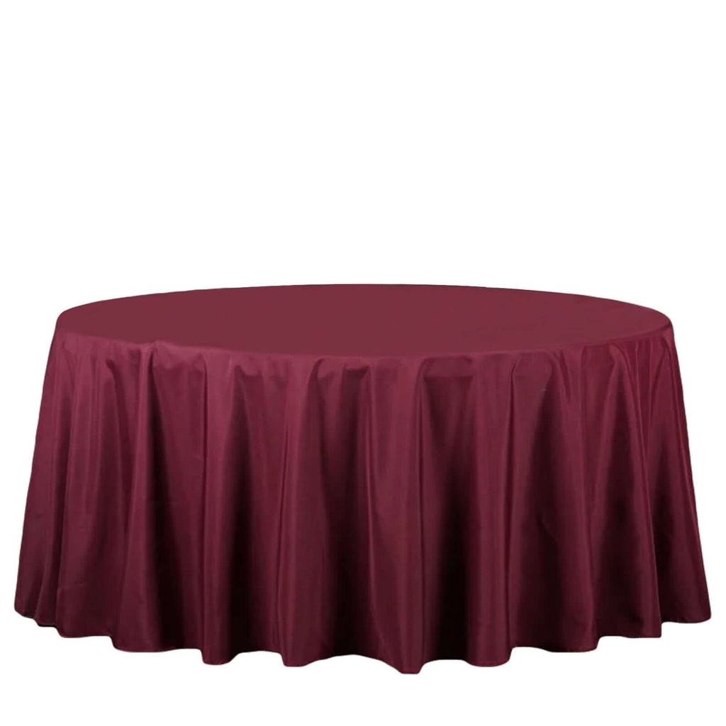 Polyester 132" Round Tablecloth Burgundy - Seamless Chic Design Table Cover