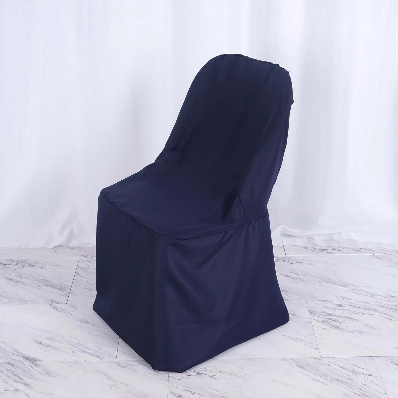 Polyester Slip On Folding Chair Covers Navy Blue - Stain-Resistant Reusable Durable Fabric
