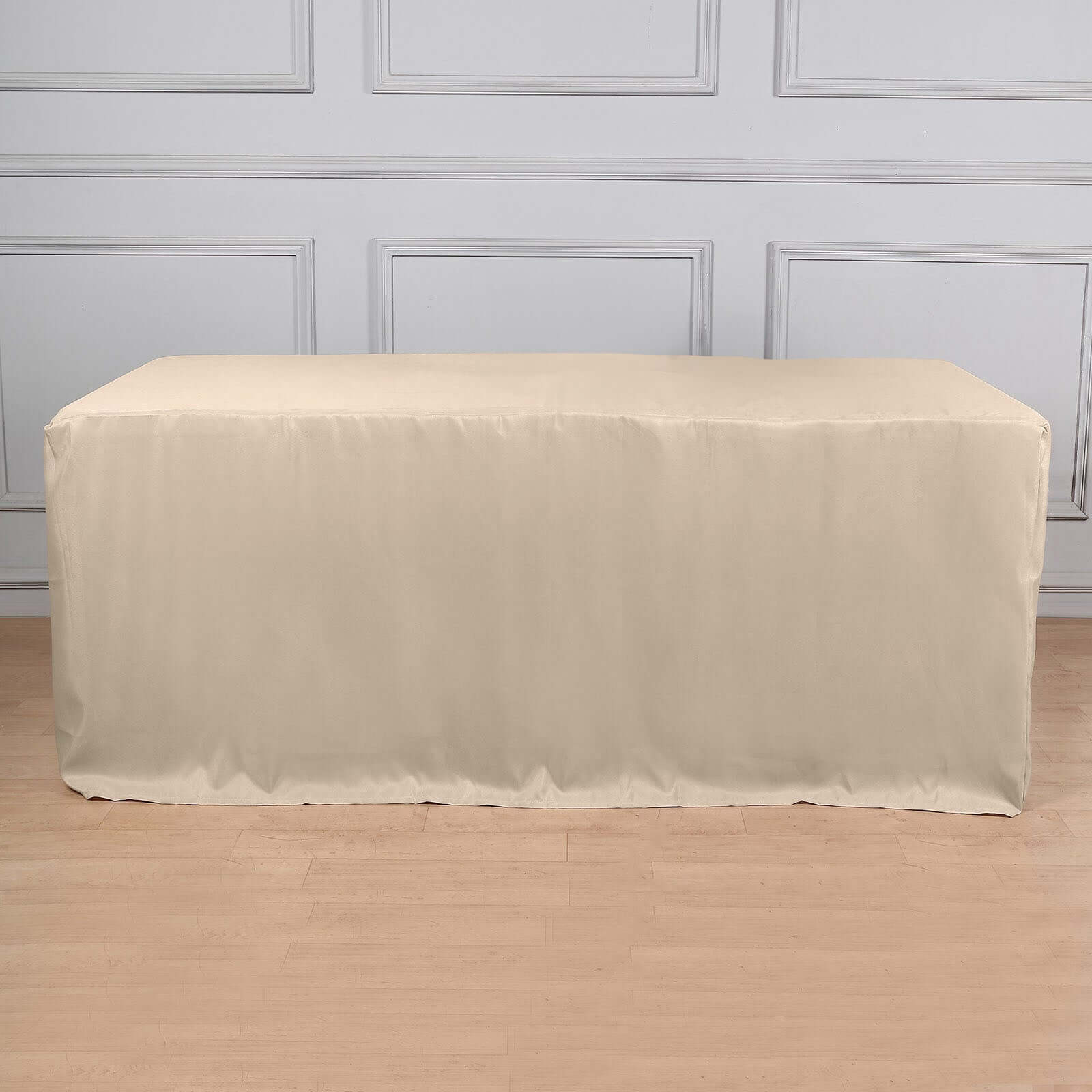 Fitted Polyester 96"x30" Rectangle Tablecloth Nude - Durable and Easy to Maintain Table Cover