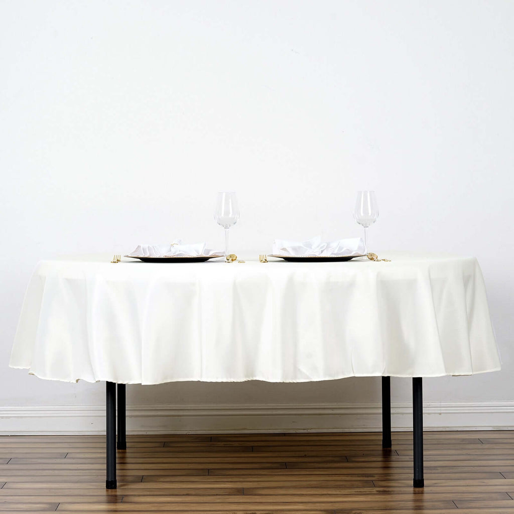 Polyester 90" Round Tablecloth Ivory - Stain & Wrinkle-Resistant Table Cover