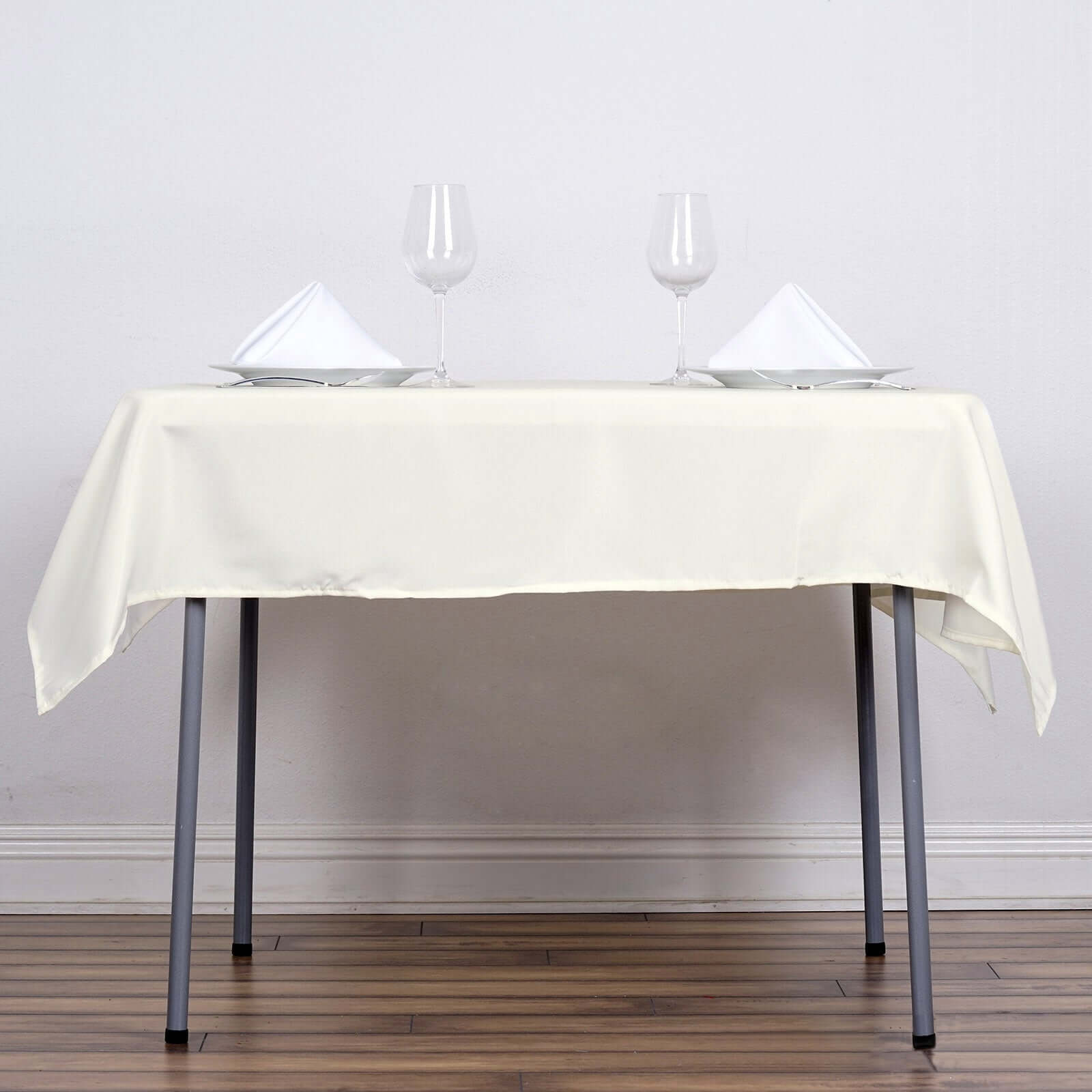 Polyester Square 54"x54" Tablecloth Ivory - Wrinkle-Resistant & Durable Table Cover
