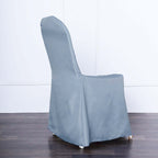 Polyester Slip On Banquet Chair Covers Dusty Blue - Stain-Resistant Reusable Durable Fabric