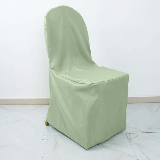Polyester Slip On Banquet Chair Covers Sage Green - Stain-Resistant Reusable Durable Fabric