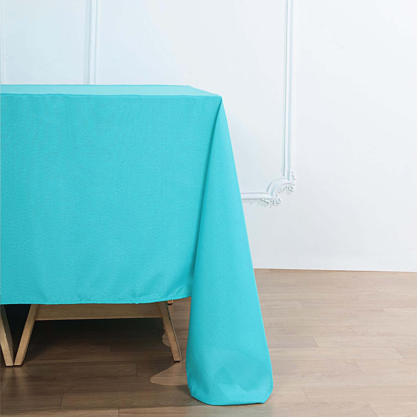 Polyester Square 90"x90" Tablecloth Turquoise - Wrinkle-Resistant & Durable Table Cover