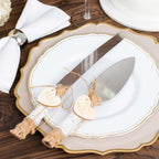 Stainless Steel Cake Knife and Server Set with Natural Rustic Jute Lace - Pre - Packed Wedding Party Favors in Gift Box - Bell Racket Store