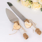 Stainless Steel Cake Knife and Server Set with Natural Rustic Jute Lace - Pre - Packed Wedding Party Favors in Gift Box - Bell Racket Store