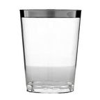 25-Pack Plastic Tumbler Cups Clear with Silver Rim - Stylish Disposable Party Glasses 10oz