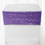 5 Pack Sequin Spandex Chair Sashes Purple - Stretch Chair Bands 6"x15"