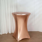 Metallic Spandex 30" Fitted Round Cocktail Table Cover Blush Highboy Tablecloth - Stretch Fit & Water-Resistant