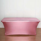 Stretch Spandex 72"x30" Rectangle Tablecloth Metallic Rose Gold - Form-Fitting Table Cover