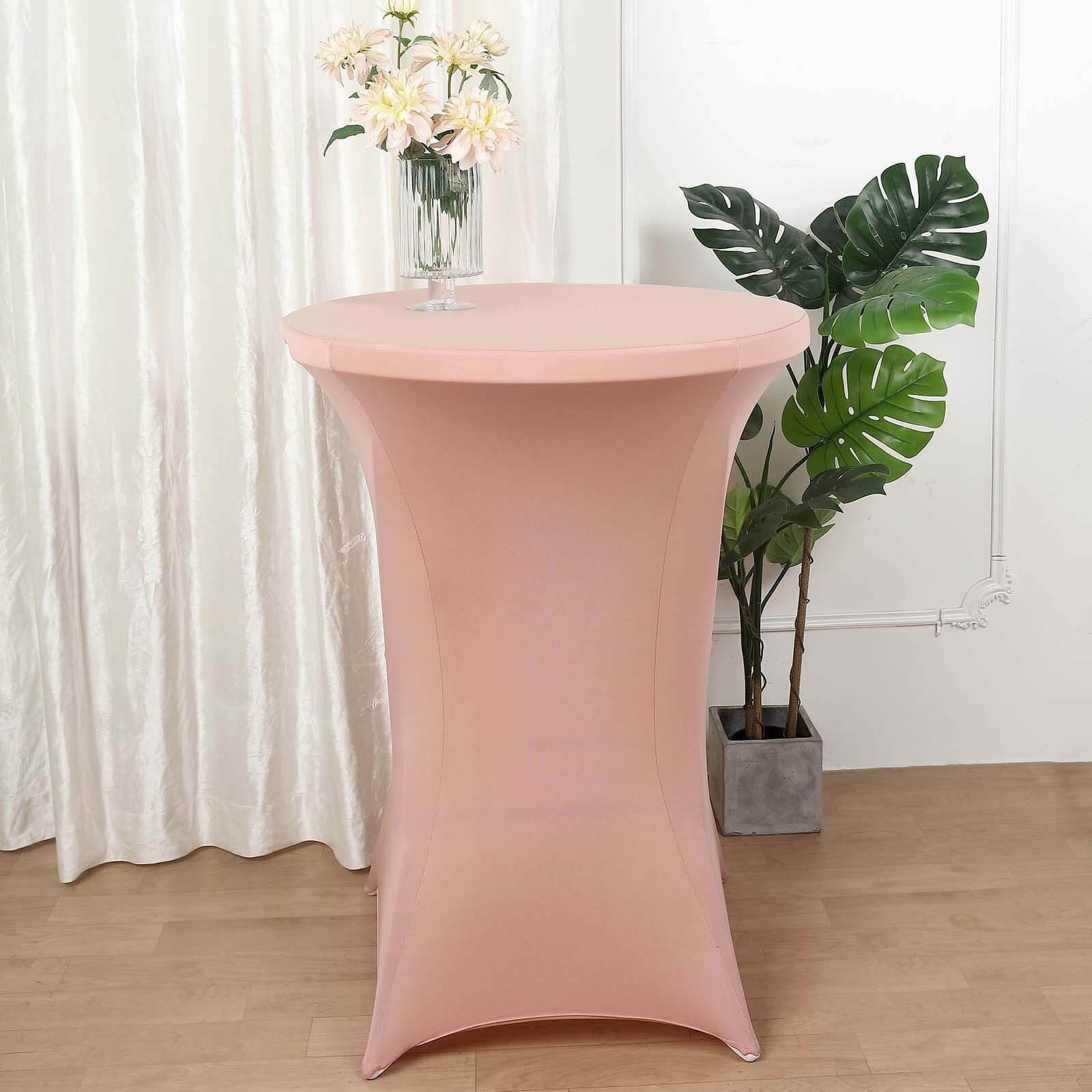 Spandex 30" Round Cocktail Table Cover Dusty Rose - Easy to Maintain Stretch Fitted Highboy Tablecloth