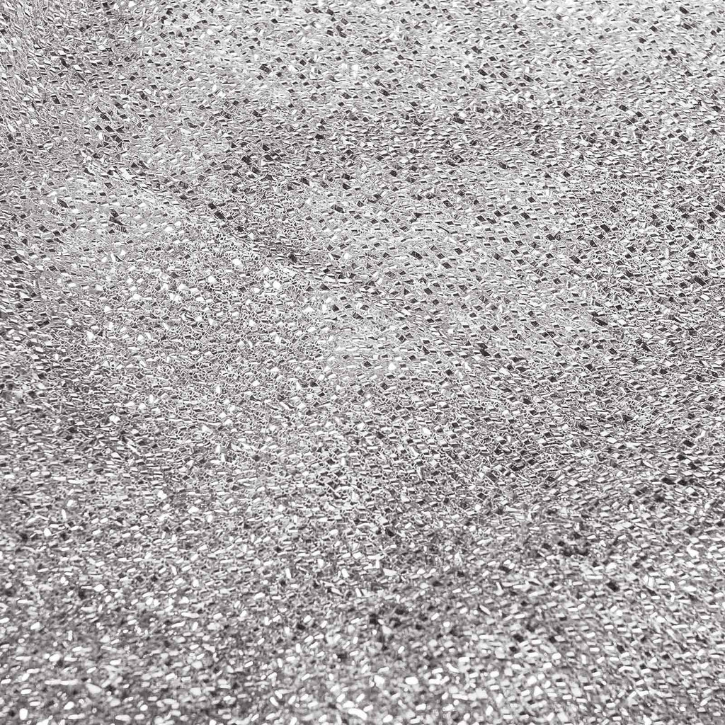 Stretch Spandex Chair Cover Silver for Folding Chairs - Metallic Shimmer Tinsel Back Design Fitted Slipcover