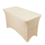 Stretch Spandex 48"x30" Rectangle Tablecloth Beige - Durable Form - Fitting Table Cover - Bell Racket Store