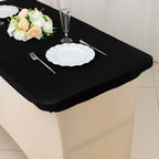Stretch Spandex 48"x30" Rectangle Tablecloth Top Cover Black - Durable Form - Fitting Table Cover - Bell Racket Store