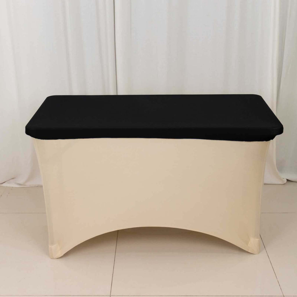 Stretch Spandex 48"x30" Rectangle Tablecloth Top Cover Black - Durable Form - Fitting Table Cover - Bell Racket Store