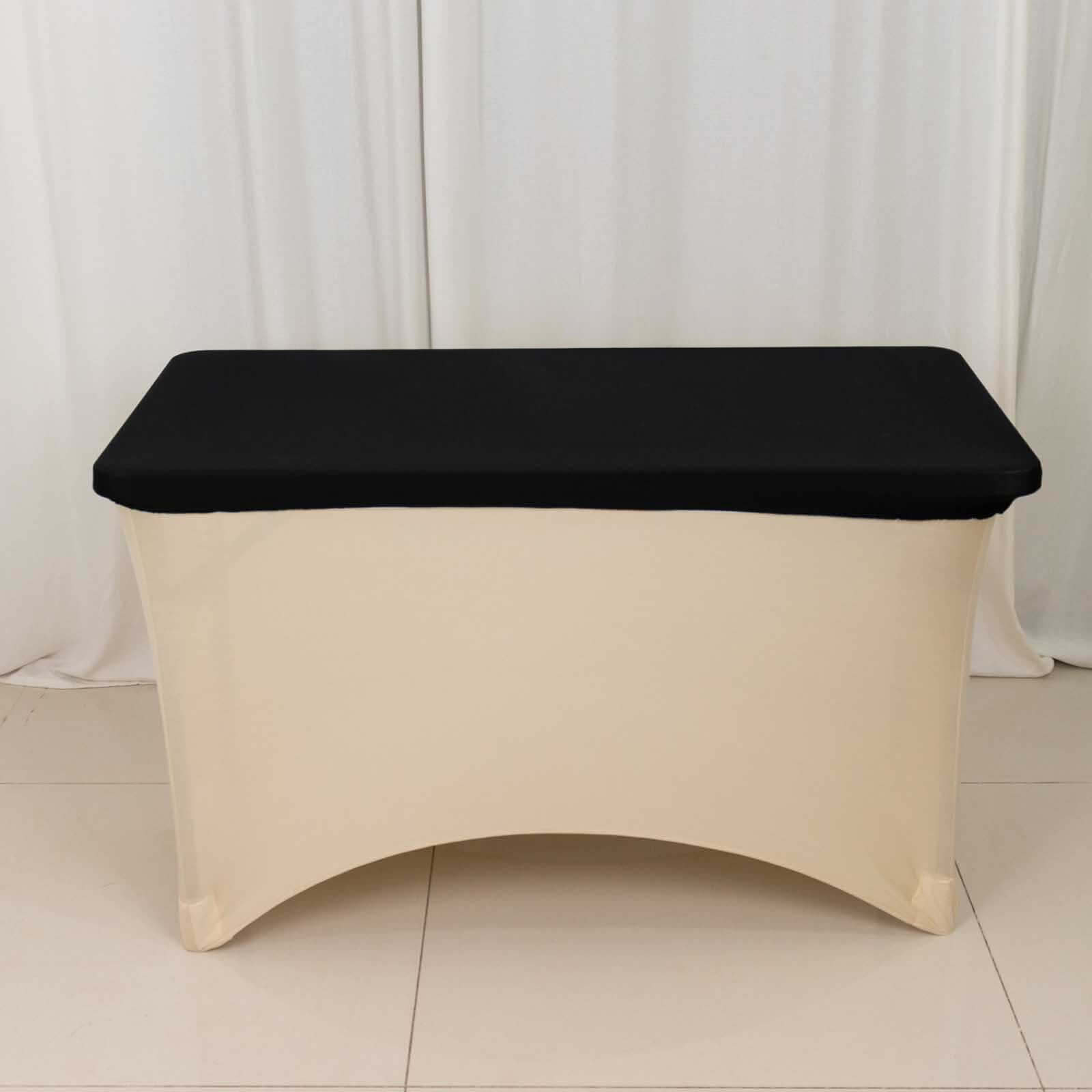 Stretch Spandex 48"x30" Rectangle Tablecloth Top Cover Black - Durable Form - Fitting Table Cover - Bell Racket Store
