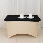 Stretch Spandex 48"x30" Rectangle Tablecloth Top Cover Black - Durable Form - Fitting Table Cover - Bell Racket Store
