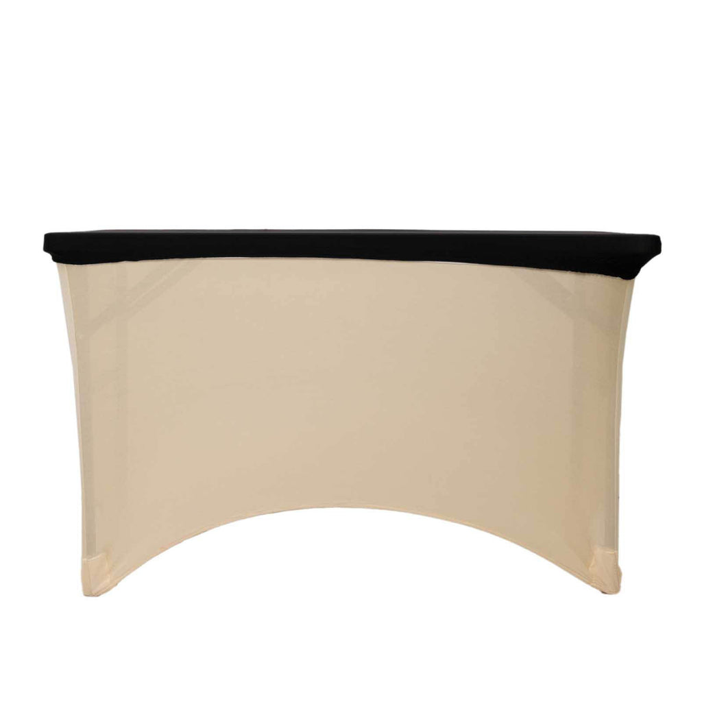 Stretch Spandex 48"x30" Rectangle Tablecloth Top Cover Black - Durable Form - Fitting Table Cover - Bell Racket Store