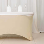 Stretch Spandex 48"x30" Rectangle Tablecloth Top Cover White - Durable Form - Fitting Table Cover for Events & Presentations - Bell Racket Store