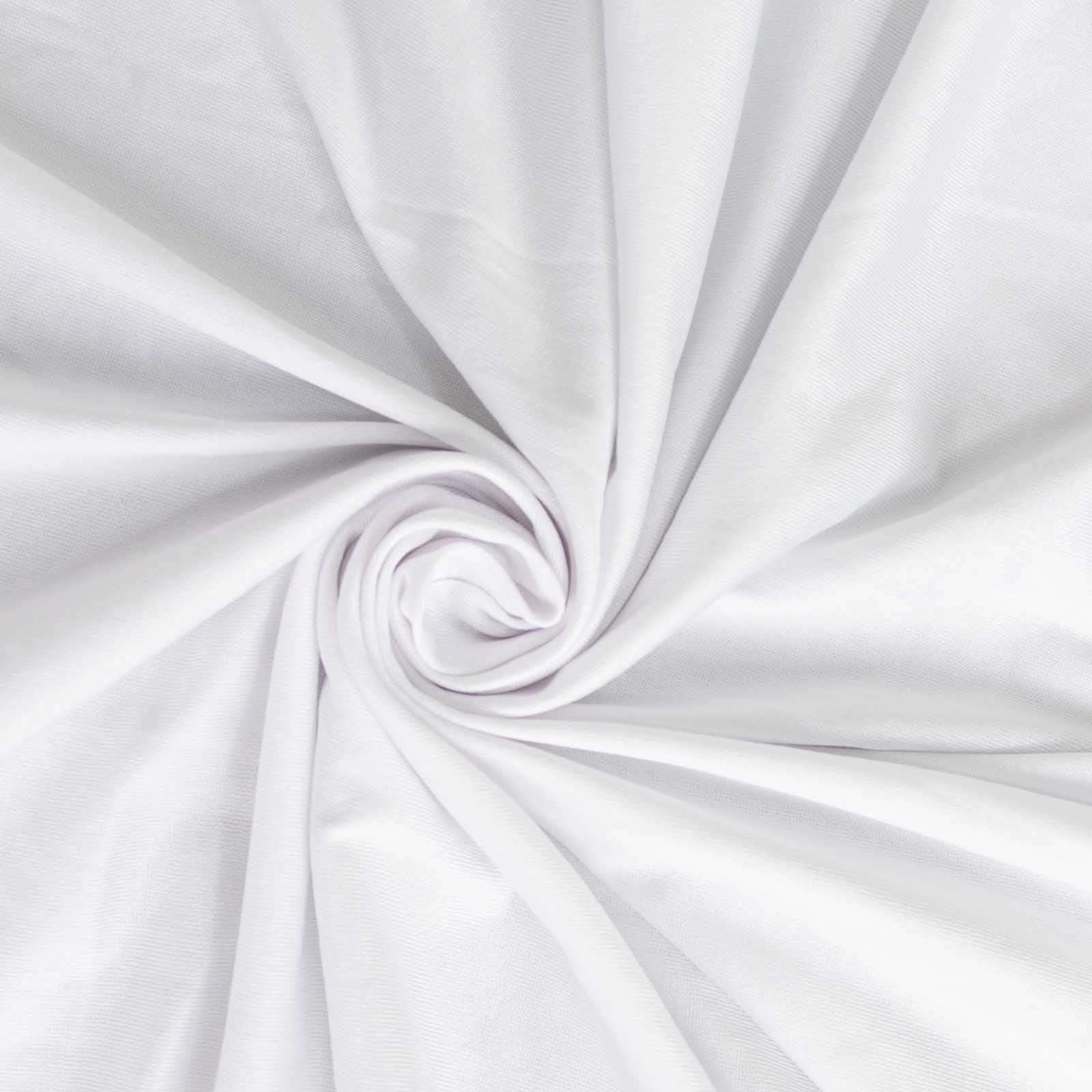 Stretch Spandex 48"x30" Rectangle Tablecloth Top Cover White - Durable Form - Fitting Table Cover for Events & Presentations - Bell Racket Store