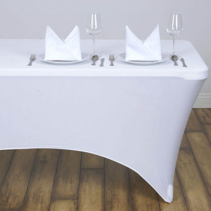 Stretch Spandex 48"x30" Rectangle Tablecloth White - Durable Form - Fitting Table Cover for Events & Presentations - NestOCart