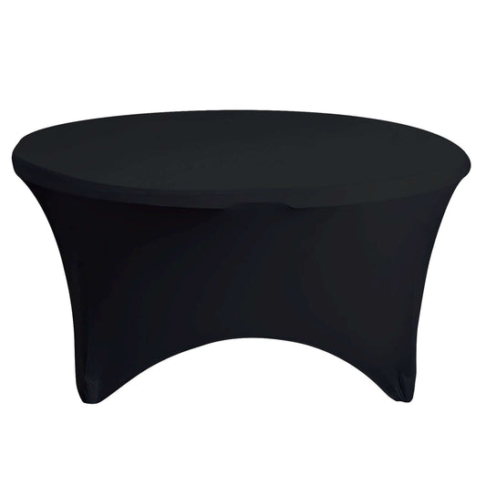 Stretch Spandex 5ft Round Tablecloth Black - Durable Form - Fitting Table Cover - NestOCart