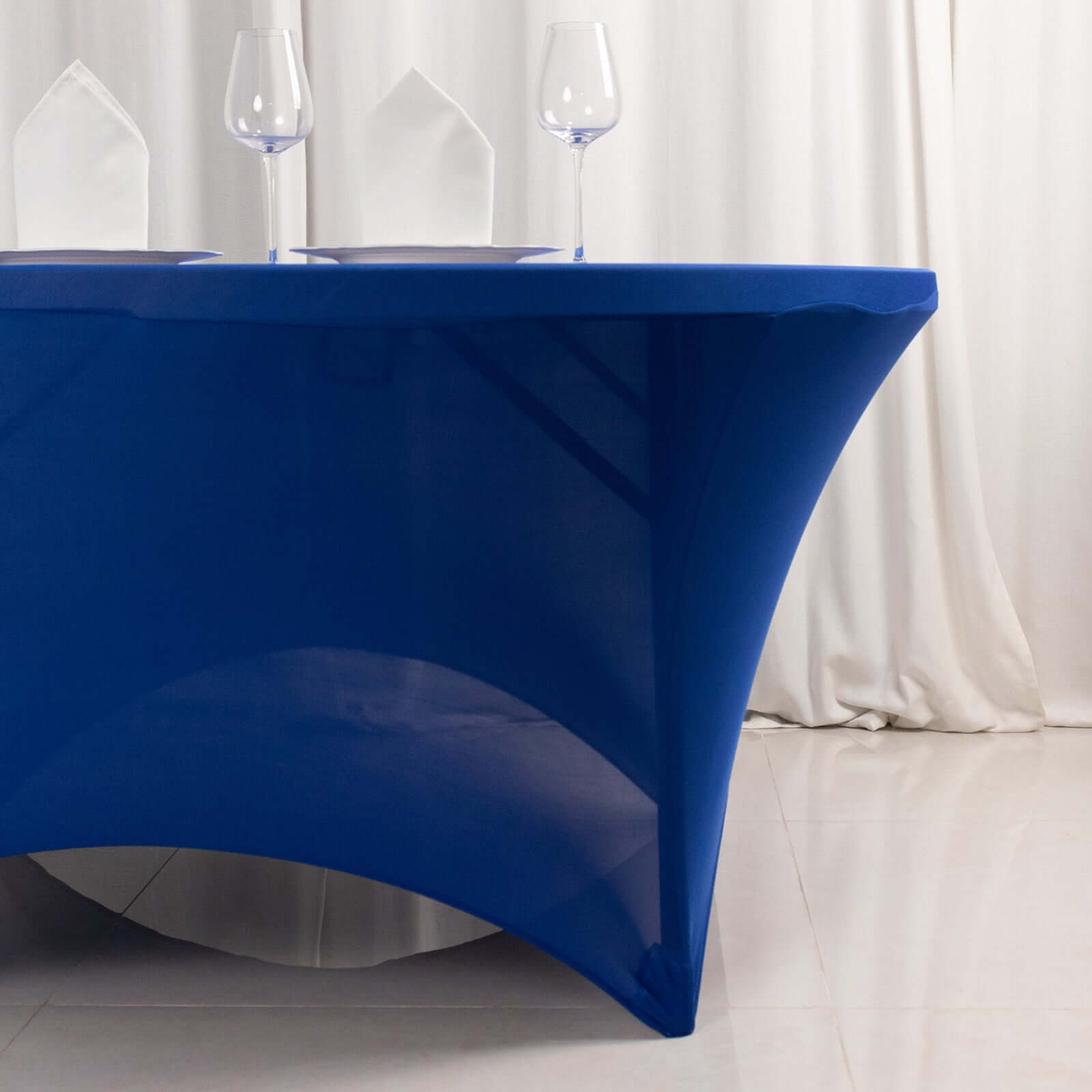 Stretch Spandex 5ft Round Tablecloth Royal Blue - Durable Form - Fitting Table Cover - Bell Racket Store