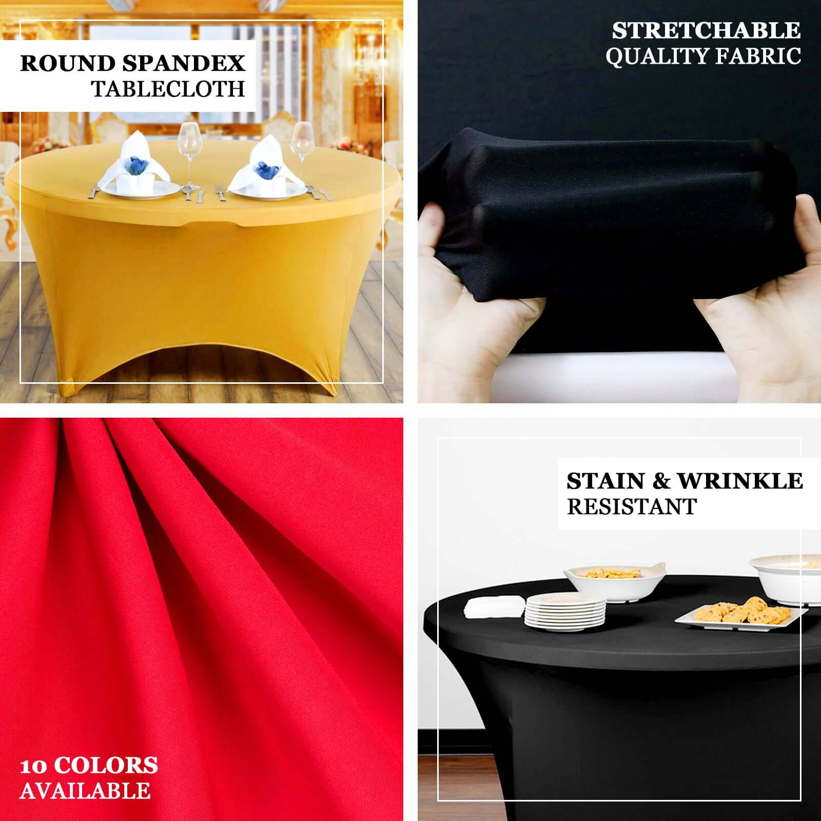 Stretch Spandex 5ft Round Tablecloth Royal Blue - Durable Form - Fitting Table Cover - Bell Racket Store