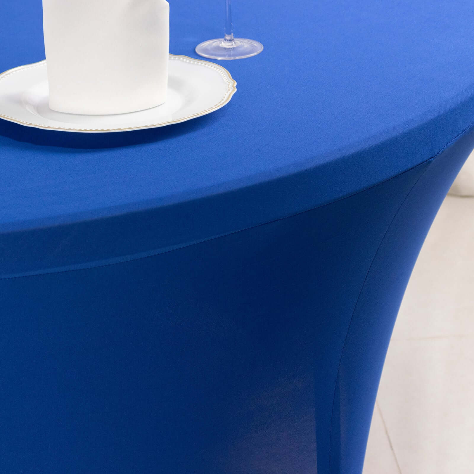 Stretch Spandex 5ft Round Tablecloth Royal Blue - Durable Form - Fitting Table Cover - Bell Racket Store