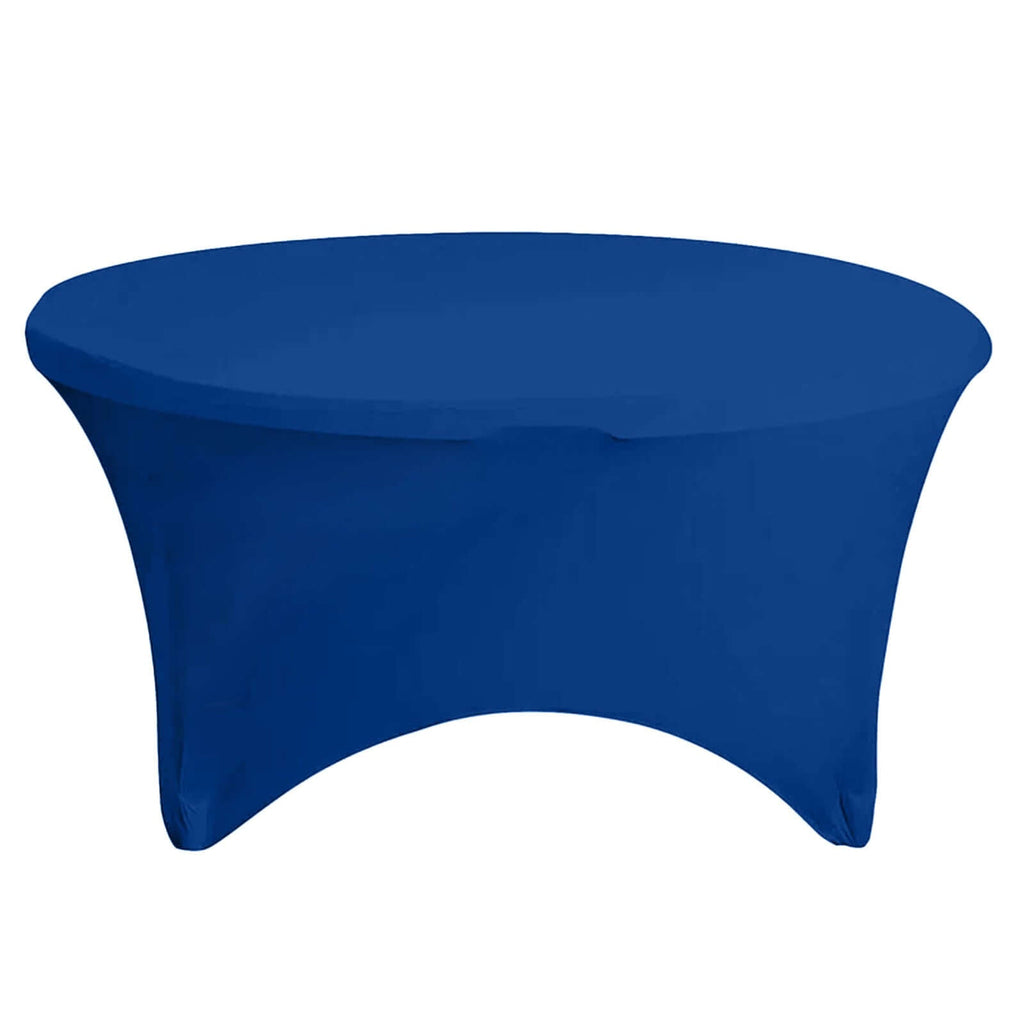 Stretch Spandex 5ft Round Tablecloth Royal Blue - Durable Form - Fitting Table Cover - Bell Racket Store